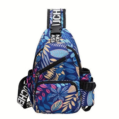 Leaf Print Chest Bag Sports Fitness Gym Sling Bag