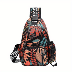 Leaf Print Chest Bag Sports Fitness Gym Sling Bag