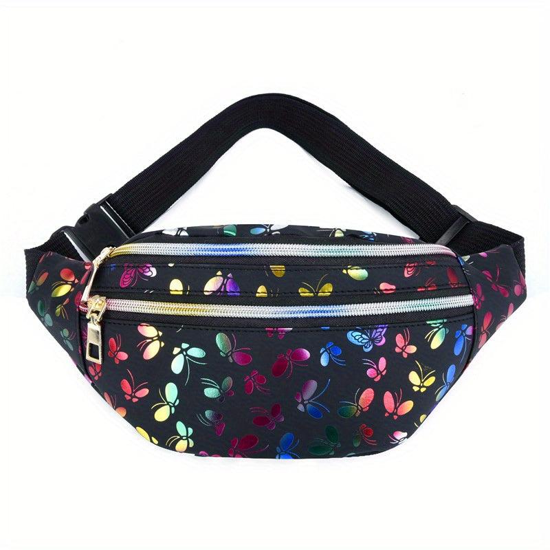 Butterfly Print Holo Fanny Pack for Women