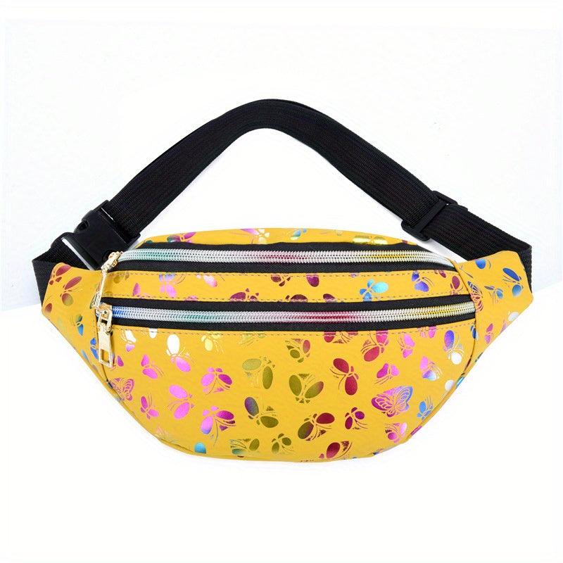 Butterfly Print Holo Fanny Pack for Women