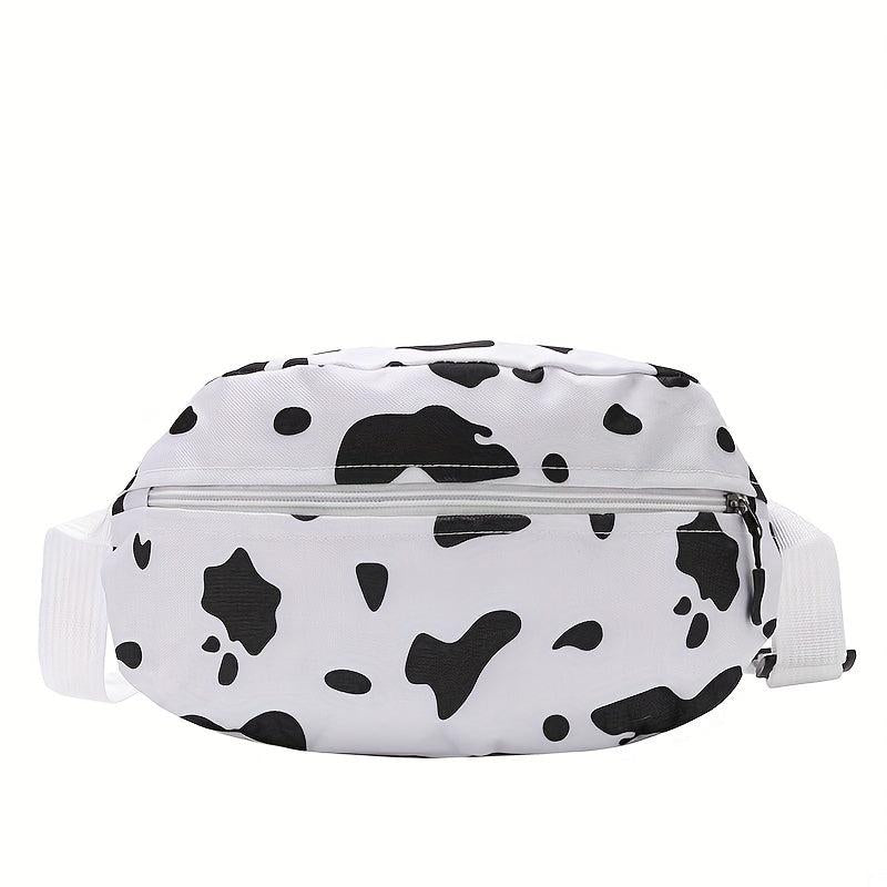 Cow Print Canvas Waist Bag Zipper Crossbody Bag