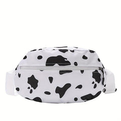 Cow Print Canvas Waist Bag Zipper Crossbody Bag