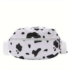 Cow Print Canvas Waist Bag Zipper Crossbody Bag