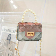Mini Transparent Jelly Crossbody Bag with Pearl Decor