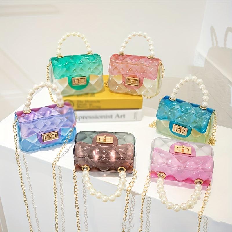 Mini Transparent Jelly Crossbody Bag with Pearl Decor