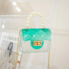 Mini Transparent Jelly Crossbody Bag with Pearl Decor