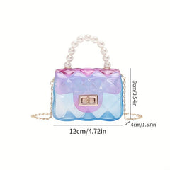 Mini Transparent Jelly Crossbody Bag with Pearl Decor