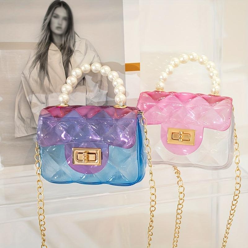 Mini Transparent Jelly Crossbody Bag with Pearl Decor