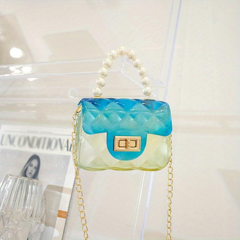 Mini Transparent Jelly Crossbody Bag with Pearl Decor