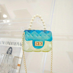 Mini Transparent Jelly Crossbody Bag with Pearl Decor