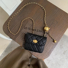 Mini Square Waist Bag Chain Crossbody Bag Turn Lock Purse
