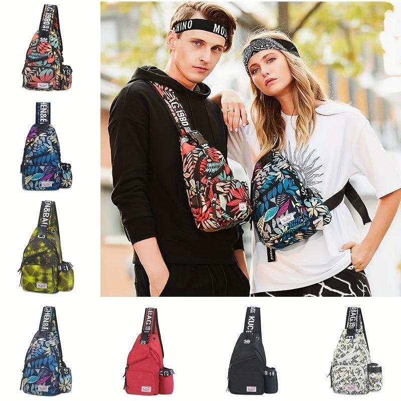 Leaf Print Sling Bag Crossbody Chest Purse for Travel