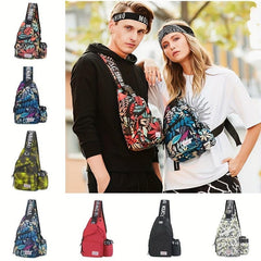 Leaf Print Sling Bag Crossbody Chest Purse for Travel
