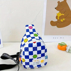 Checkerboard Nylon Sling Bag Crossbody Lightweight Chest Bag