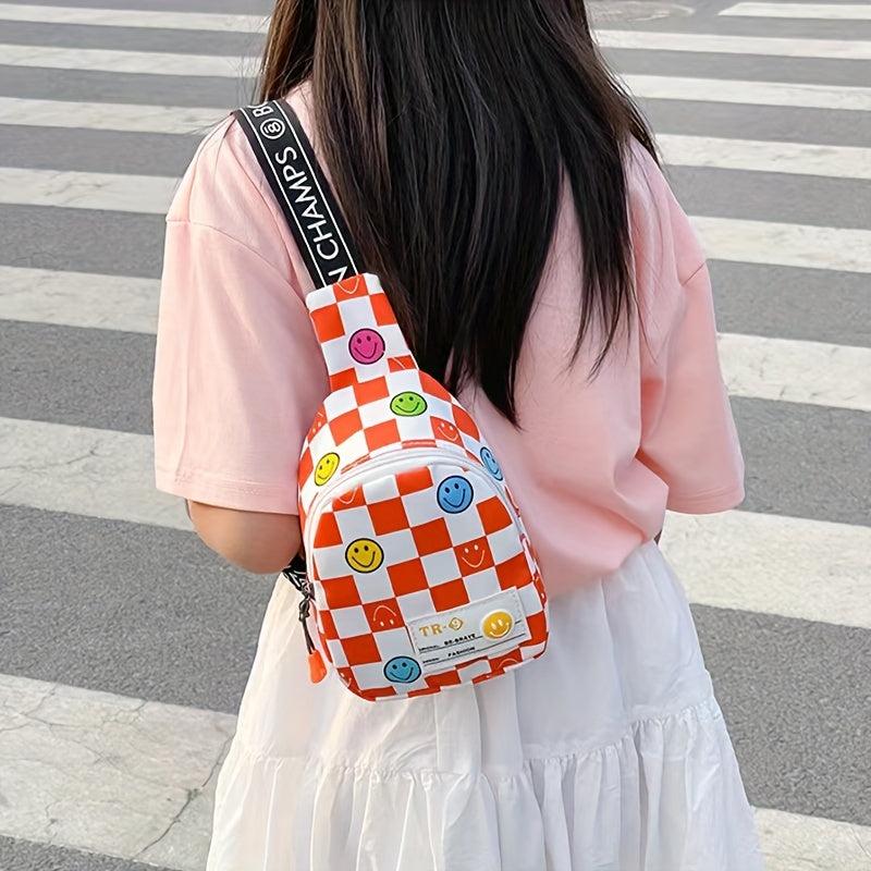 Checkerboard Nylon Sling Bag Crossbody Lightweight Chest Bag