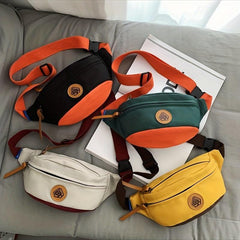 Nylon Block Chest Bag Crossbody Purse for Sports Fitness