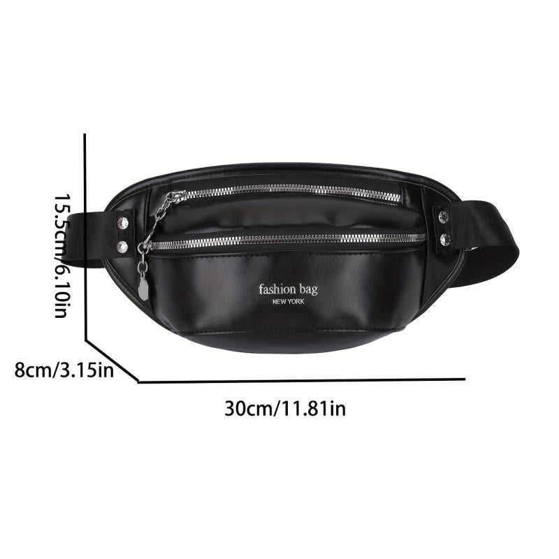 Letter Graphic Waist Bag Crossbody Bag Zipper Purses