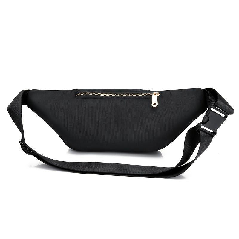 Embroidered Nylon Front Zip Fanny Pack for Women