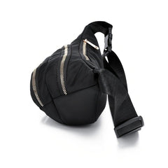 Embroidered Nylon Front Zip Fanny Pack for Women