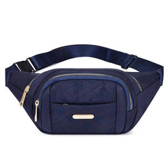 Embroidered Nylon Front Zip Fanny Pack for Women