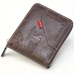 Men's Short Retro Wallet Driver's Bag With Card Bag Zipper Coin Purse