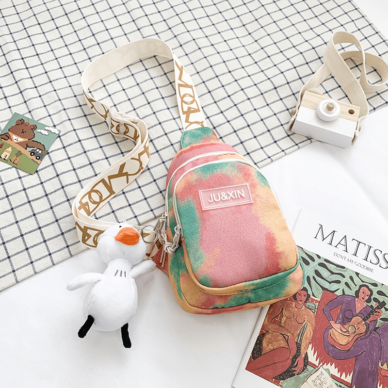 Tie Dye Sling Bag Zipper Crossbody Bag All Match Chest Bag