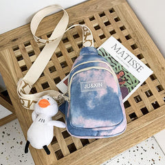 Tie Dye Sling Bag Zipper Crossbody Bag All Match Chest Bag