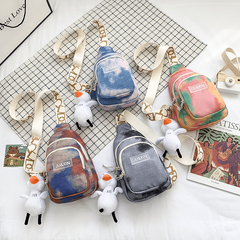 Tie Dye Sling Bag Zipper Crossbody Bag All Match Chest Bag
