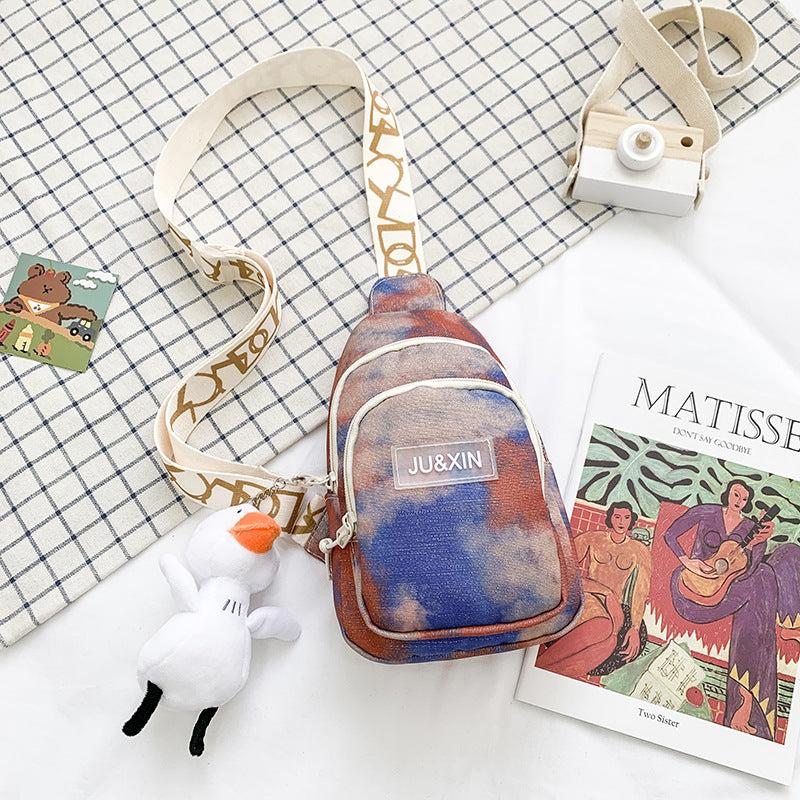 Tie Dye Sling Bag Zipper Crossbody Bag All Match Chest Bag