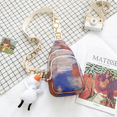 Tie Dye Sling Bag Zipper Crossbody Bag All Match Chest Bag