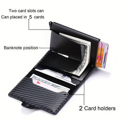 RFID Aluminium Card Holder Men Wallet PU Leather Money Clip
