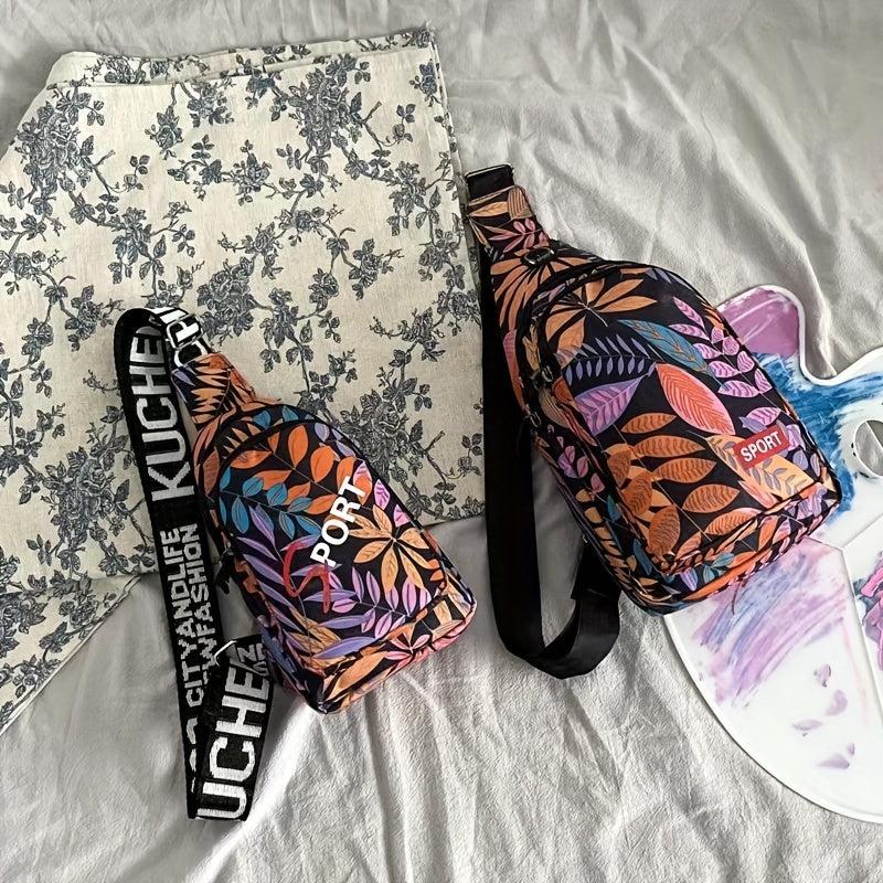 Floral Pattern Chest Bag Sports Gym Sling Bag