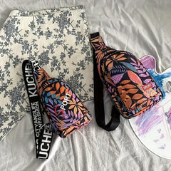 Floral Pattern Chest Bag Sports Gym Sling Bag