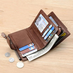 Men's RFID Blocking Coin Purse Wallet PU Leather Zip Money Bag