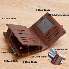 Men's RFID Blocking Coin Purse Wallet PU Leather Zip Money Bag