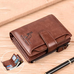 Men's RFID Blocking Coin Purse Wallet PU Leather Zip Money Bag