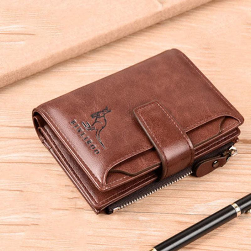 Men's RFID Blocking Coin Purse Wallet PU Leather Zip Money Bag