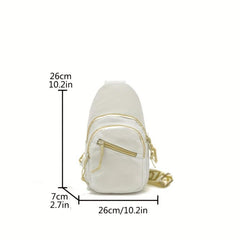 Solid Sling Bag Zipper Front Crossbody Bag Casual Chest Purse