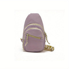 Solid Sling Bag Zipper Front Crossbody Bag Casual Chest Purse
