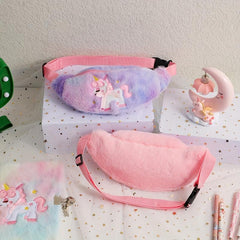 Fluffy Unicorn Chest Bag | Adjustable Strap Fanny Pack