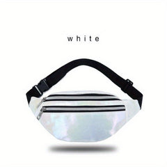 Holographic Outdoor Fanny Pack Zipper Leather Crossbody Phone Bag