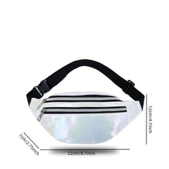 Holographic Outdoor Fanny Pack Zipper Leather Crossbody Phone Bag