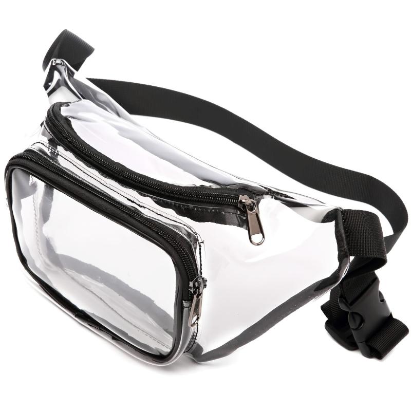 Clear PVC Fanny Pack Zipper Waist Bag Adjustable Strap Women's Chest Bag
