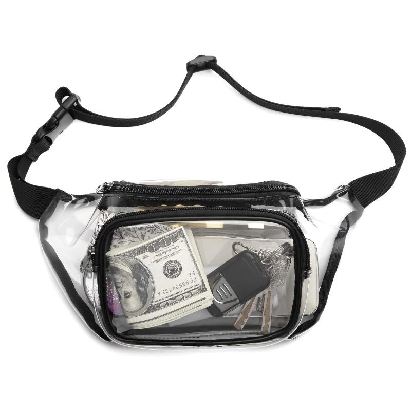 Clear PVC Fanny Pack Zipper Waist Bag Adjustable Strap Women's Chest Bag