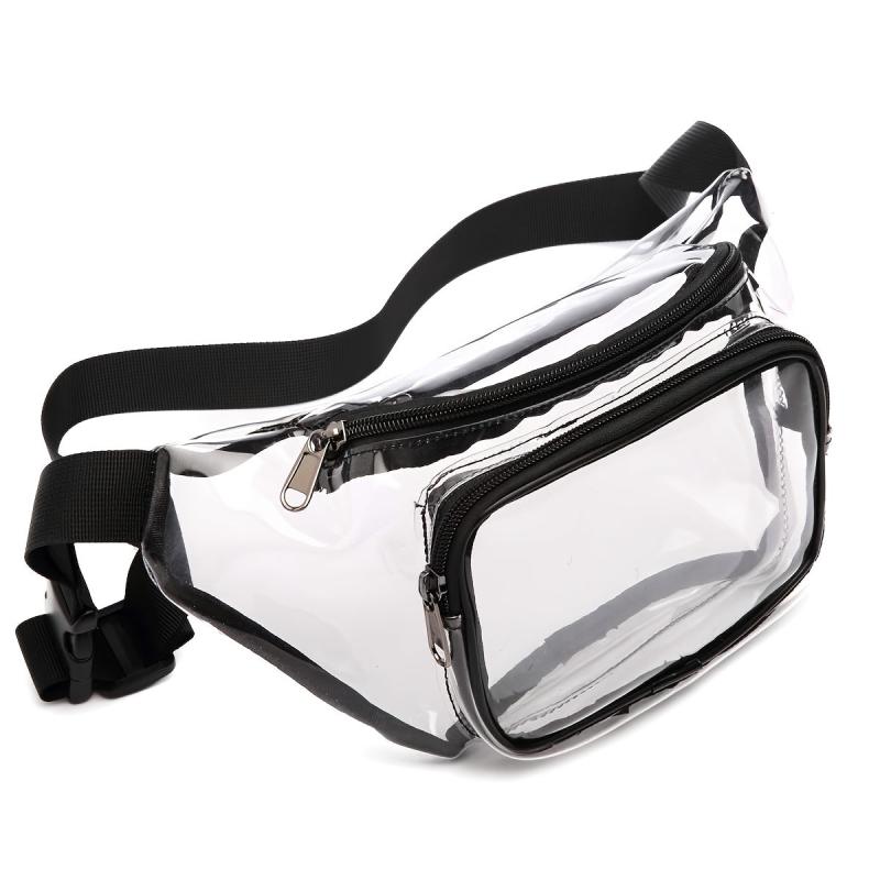 Clear PVC Fanny Pack Zipper Waist Bag Adjustable Strap Women's Chest Bag