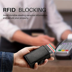 RFID Aluminum Double Deck Buckle Men Card Holder Slim Wallet