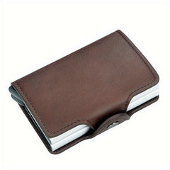 RFID Aluminum Double Deck Buckle Men Card Holder Slim Wallet