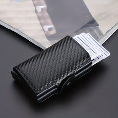 RFID Aluminum Double Deck Buckle Men Card Holder Slim Wallet