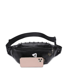 Punk Style Studded Decor Fanny Pack Halloween Skull Ghost Waist Bag
