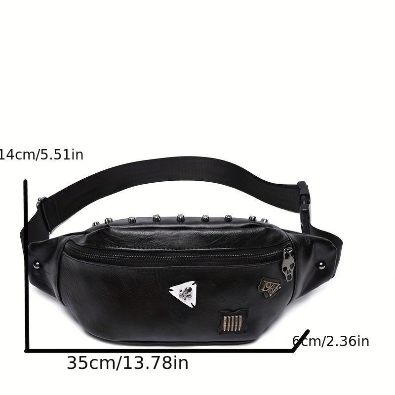 Punk Style Studded Decor Fanny Pack Halloween Skull Ghost Waist Bag